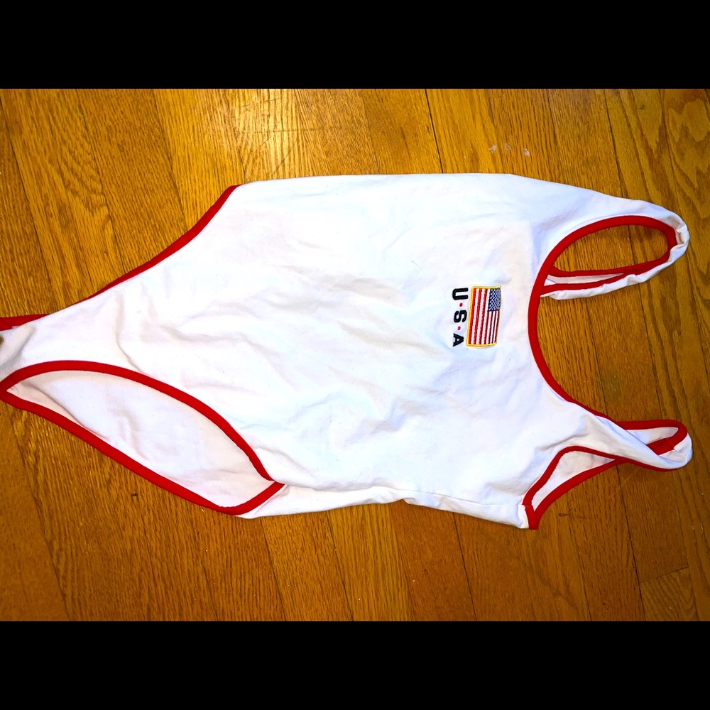 White USA body suit